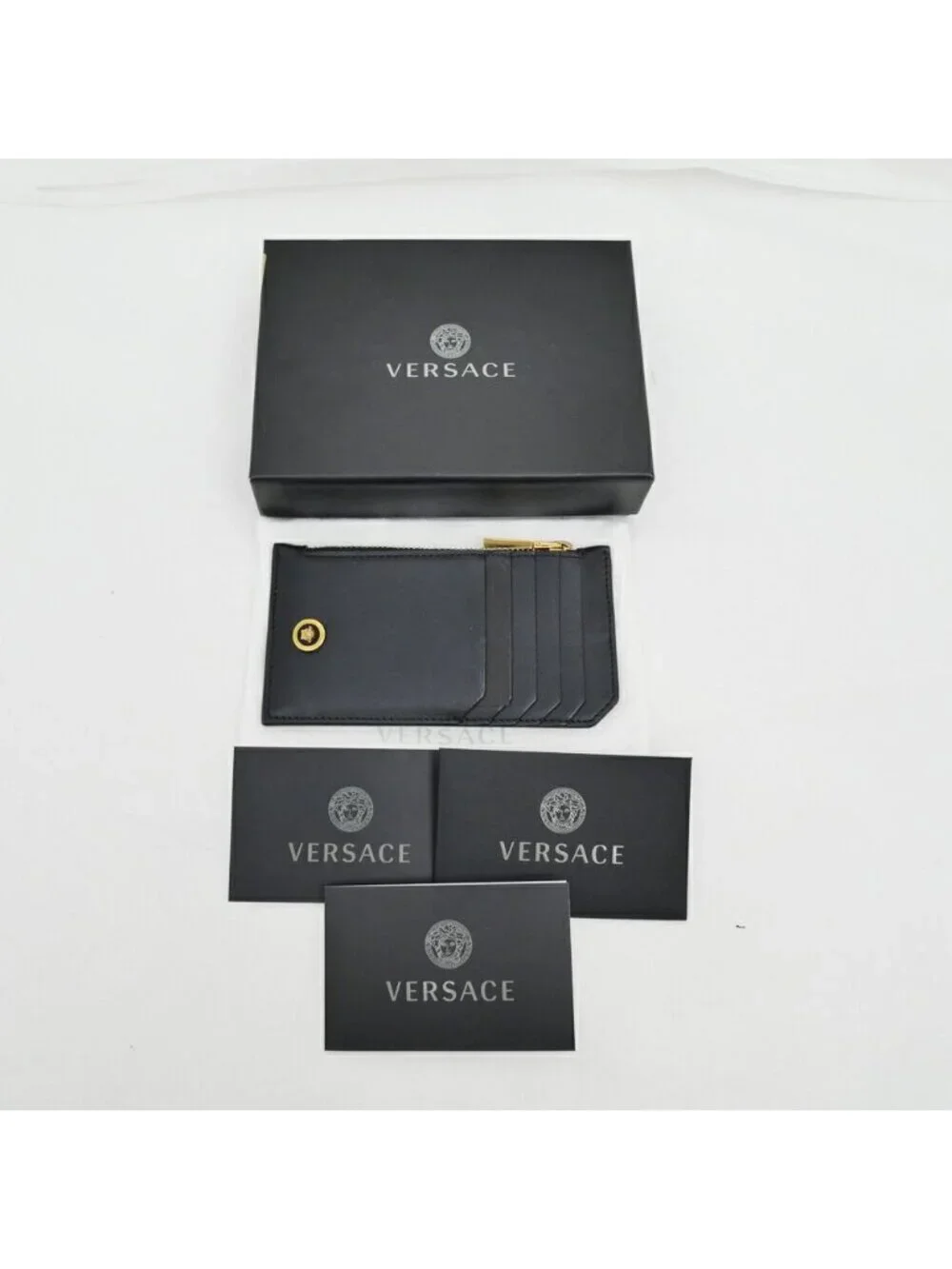 Versace Fragment Case Leather Black Medusa Gold Card